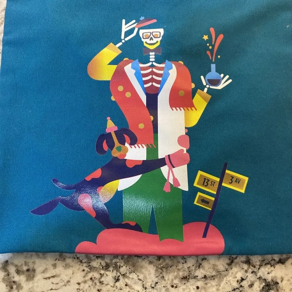 Kiehl's Limited Edition Designer Tote Bag Shoulder‎ Janine Rewell skeleton dog
